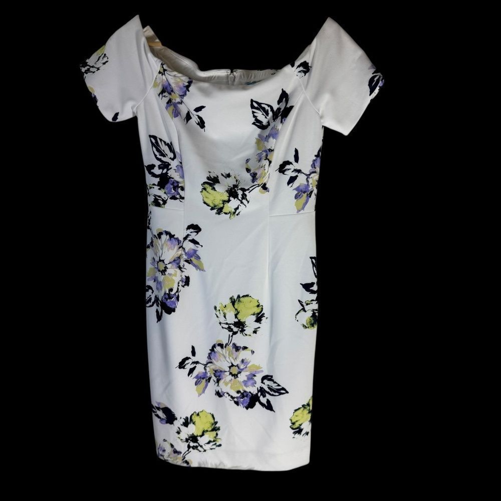 Antonio Melani Melissa NWT Women's Ivory/Violet‎ Boldly Elegant Dress Sz 4